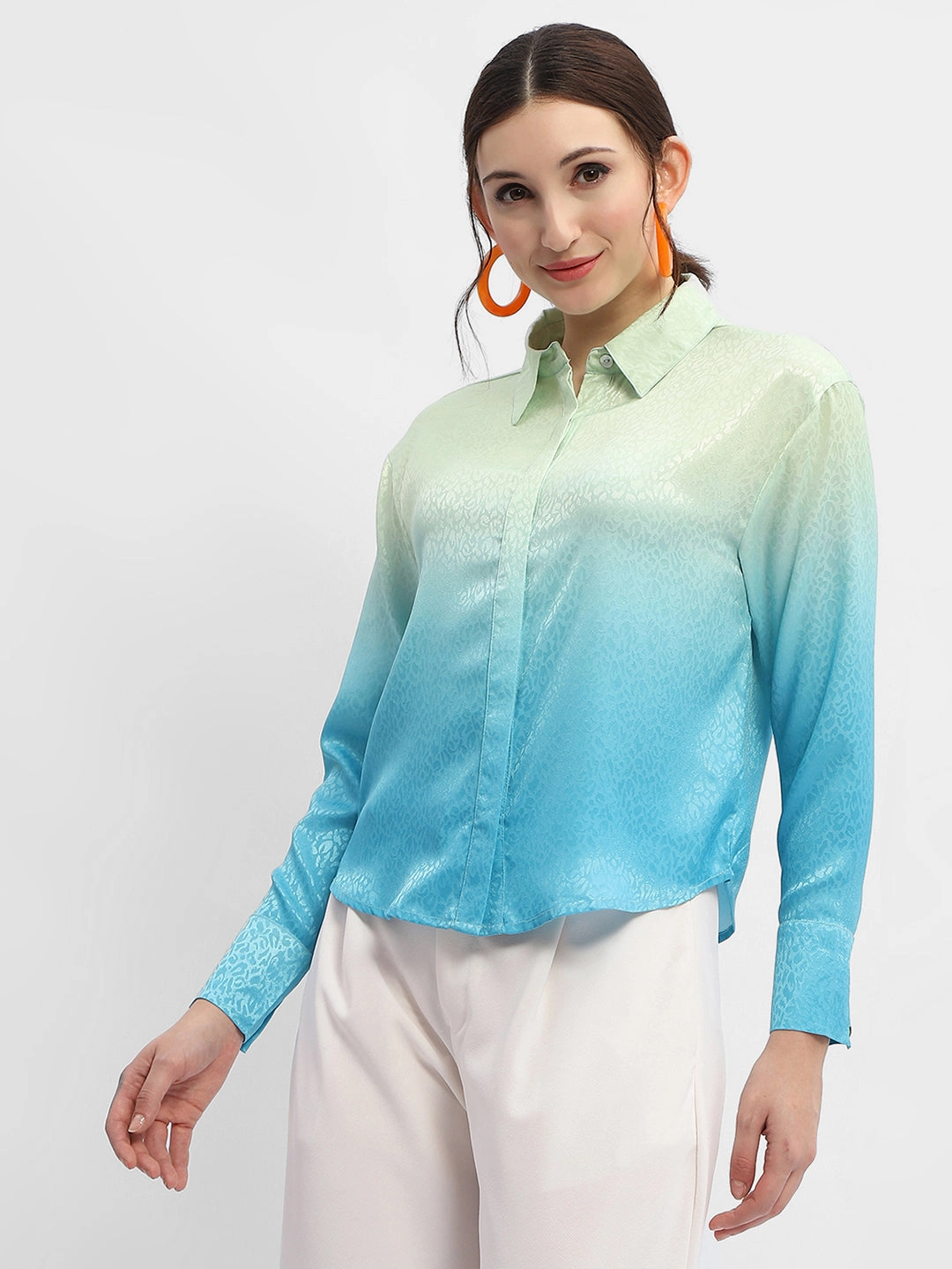 Urban Comfort Functional Comfort Madame Green And Blue Ombre Shirt