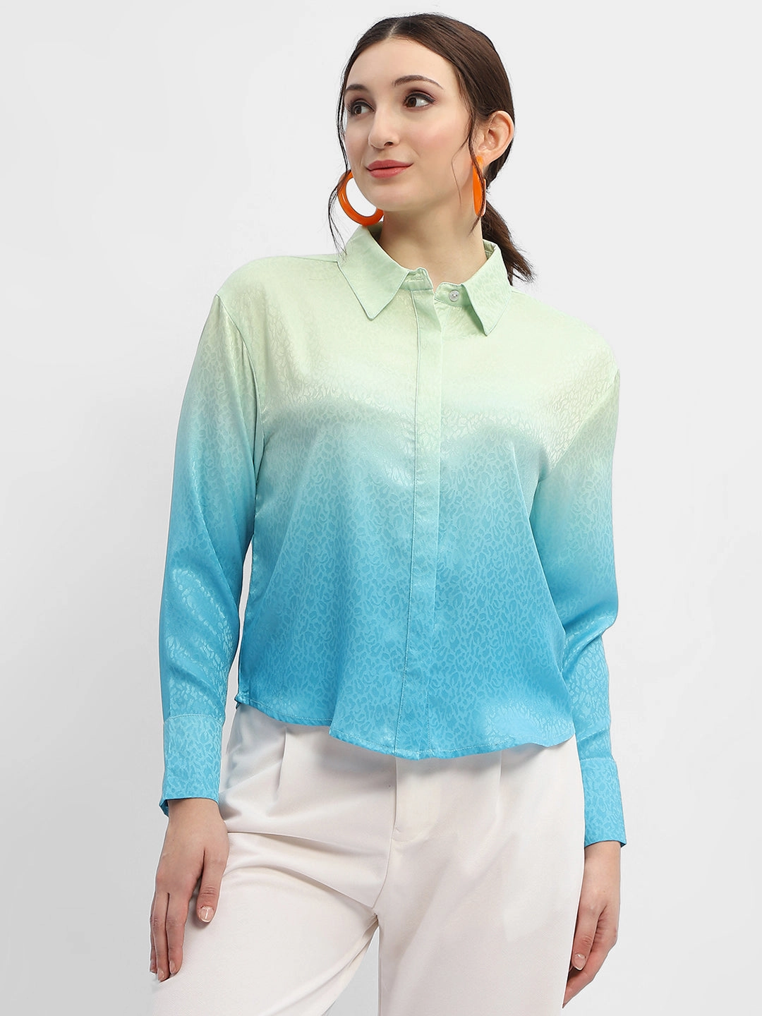 Madame Green And Blue Ombre Shirt Summer Outfit mix and match