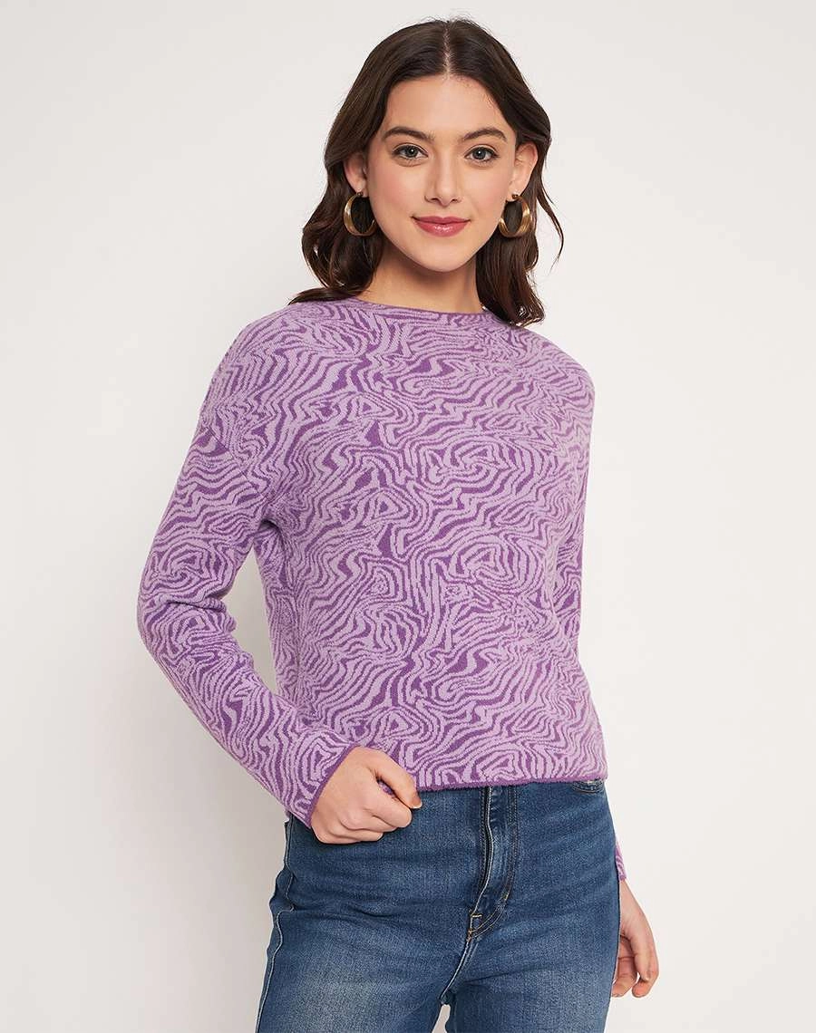 Madame Lilac Animal Print Sweater Knitwear Look Comfy Wearable