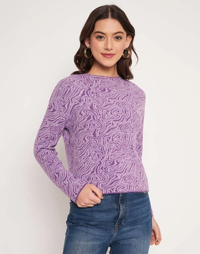 Madame Lilac Animal Print Sweater Knitwear Look Comfy Wearable