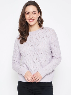 Madame Lilac Regular Fit Acrylic Sweater Chilly Days Wear