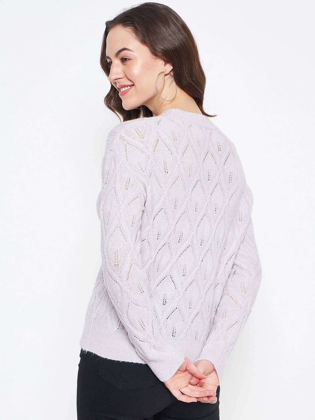 Chill Ready Knitwear Choice Madame Lilac Regular Fit Acrylic Sweater