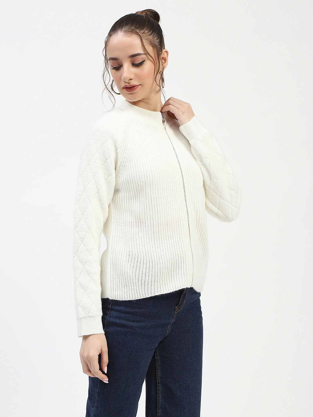 Madame Off-White Zip-Up Sweater Soft Material