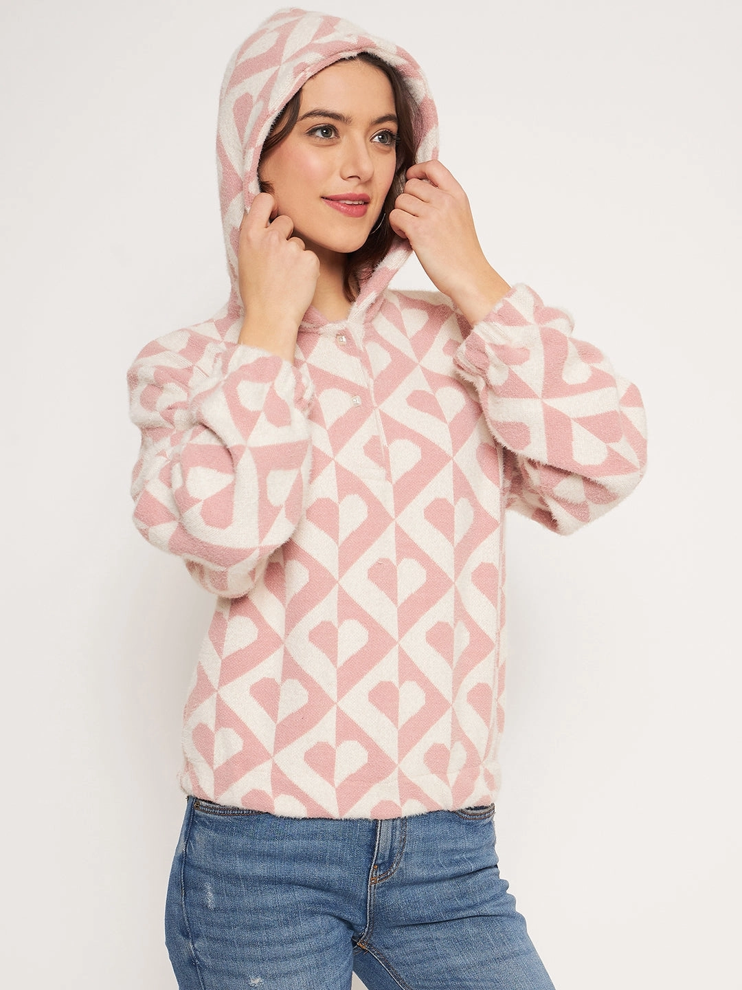 Madame Peach Hood Neck Sweatshirt Simple Comfort