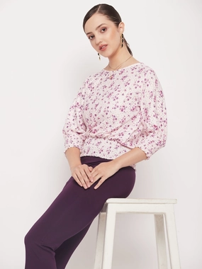 Versatile Design AntiPilling Madame Pink Elasticated Waist Cotton Floral Top