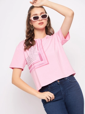 LowProfileSeams Madame Pink Typography T-Shirt