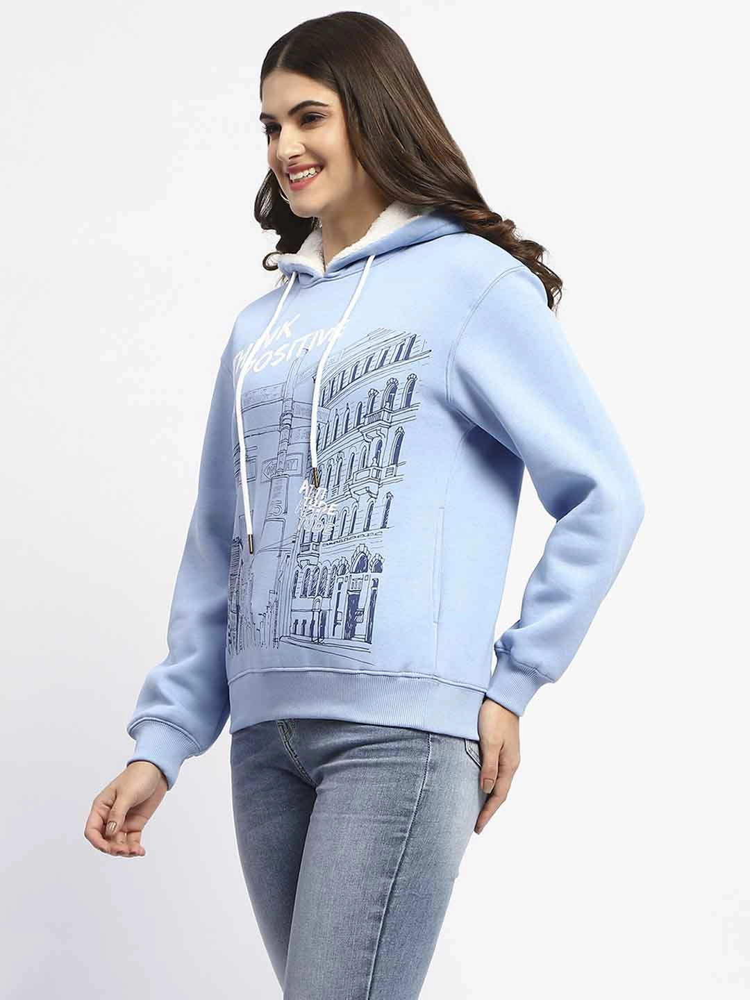 Muscular Frame Madame Powder Blue Graphic Printed Hoodie Sweatshirt