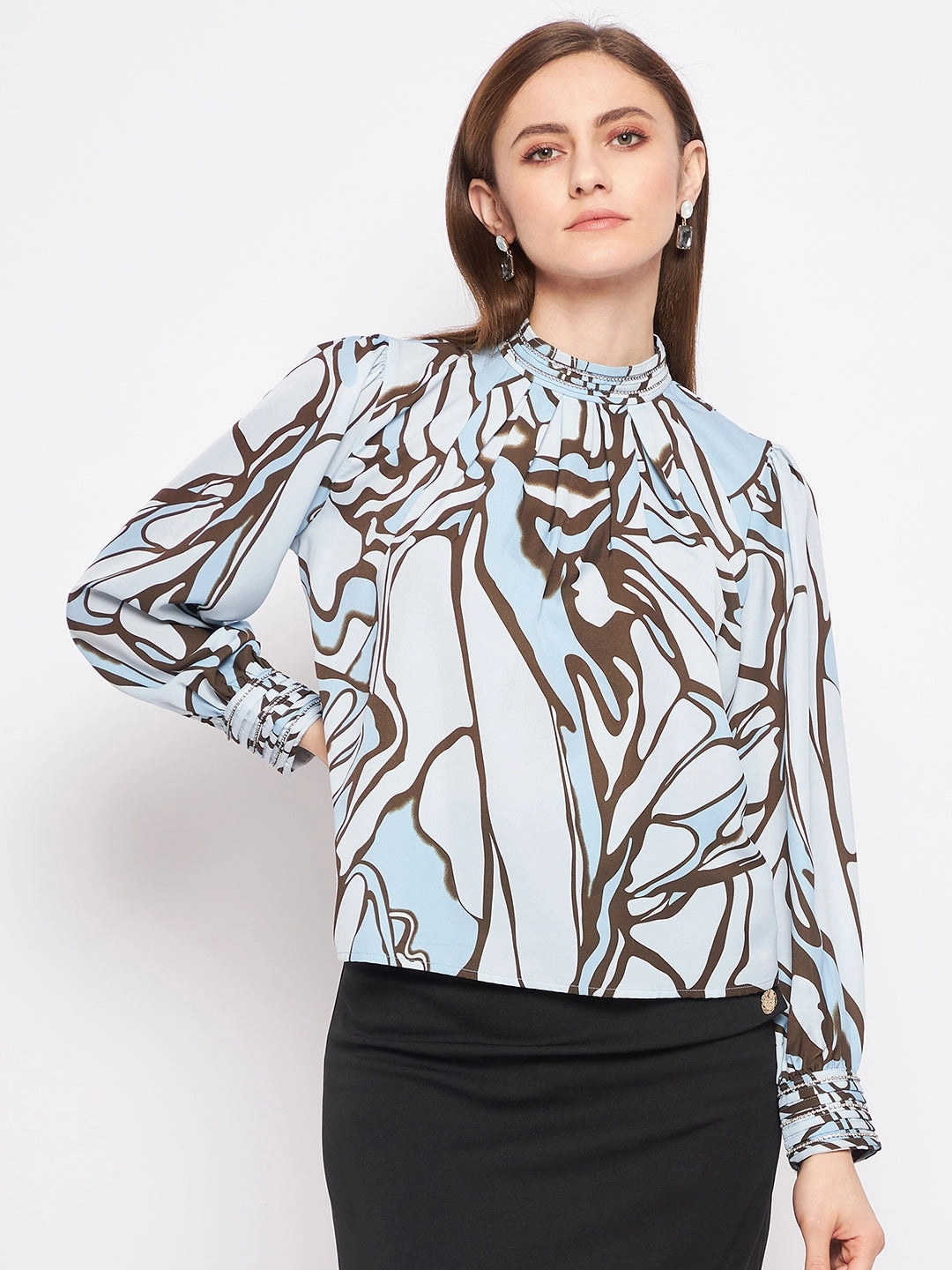 CompressionTechnology Madame Printed Floral Motif Blue Top