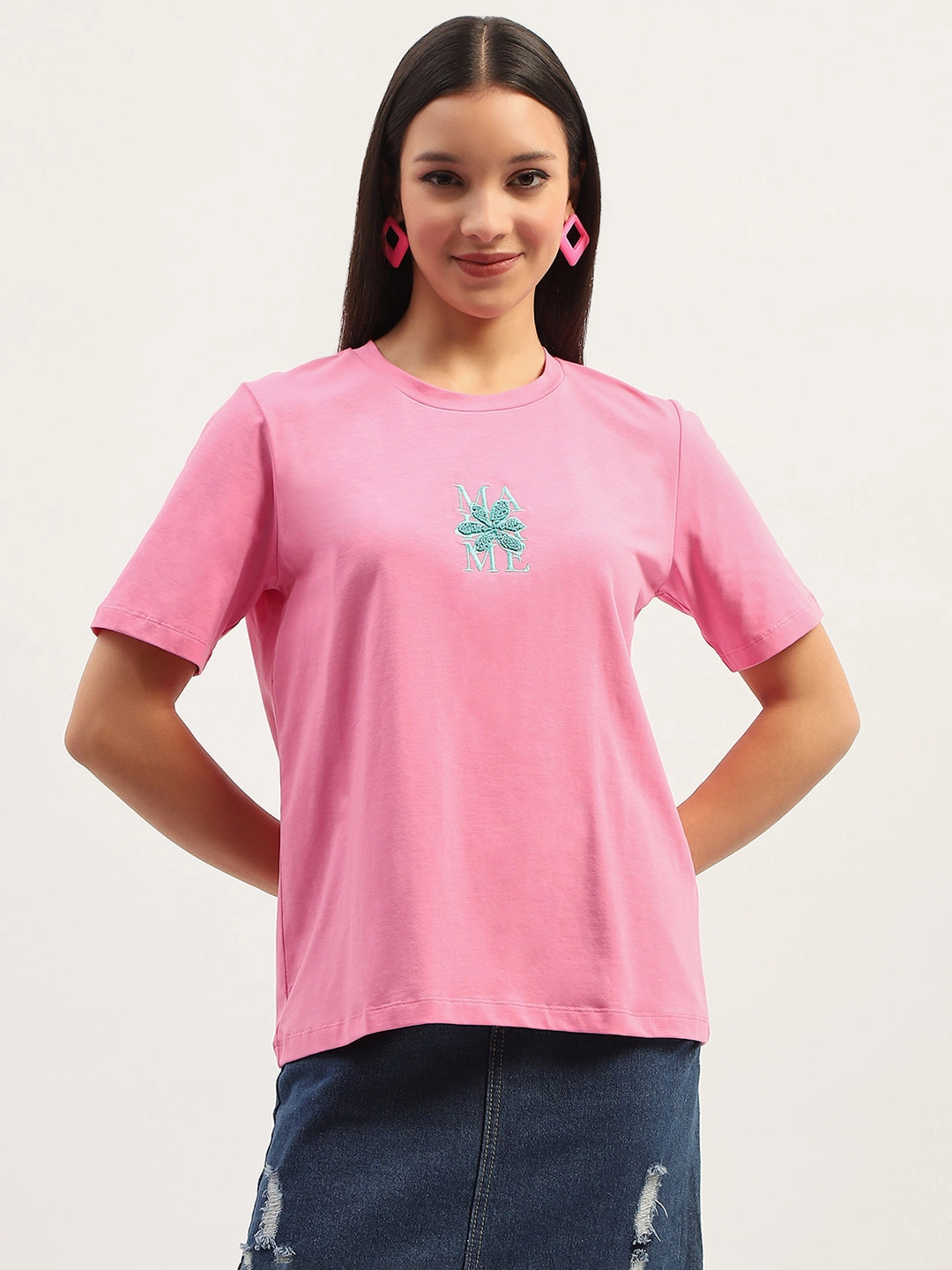 Madame Printed Pink T-Shirt AntiSnagYarnProcessing
