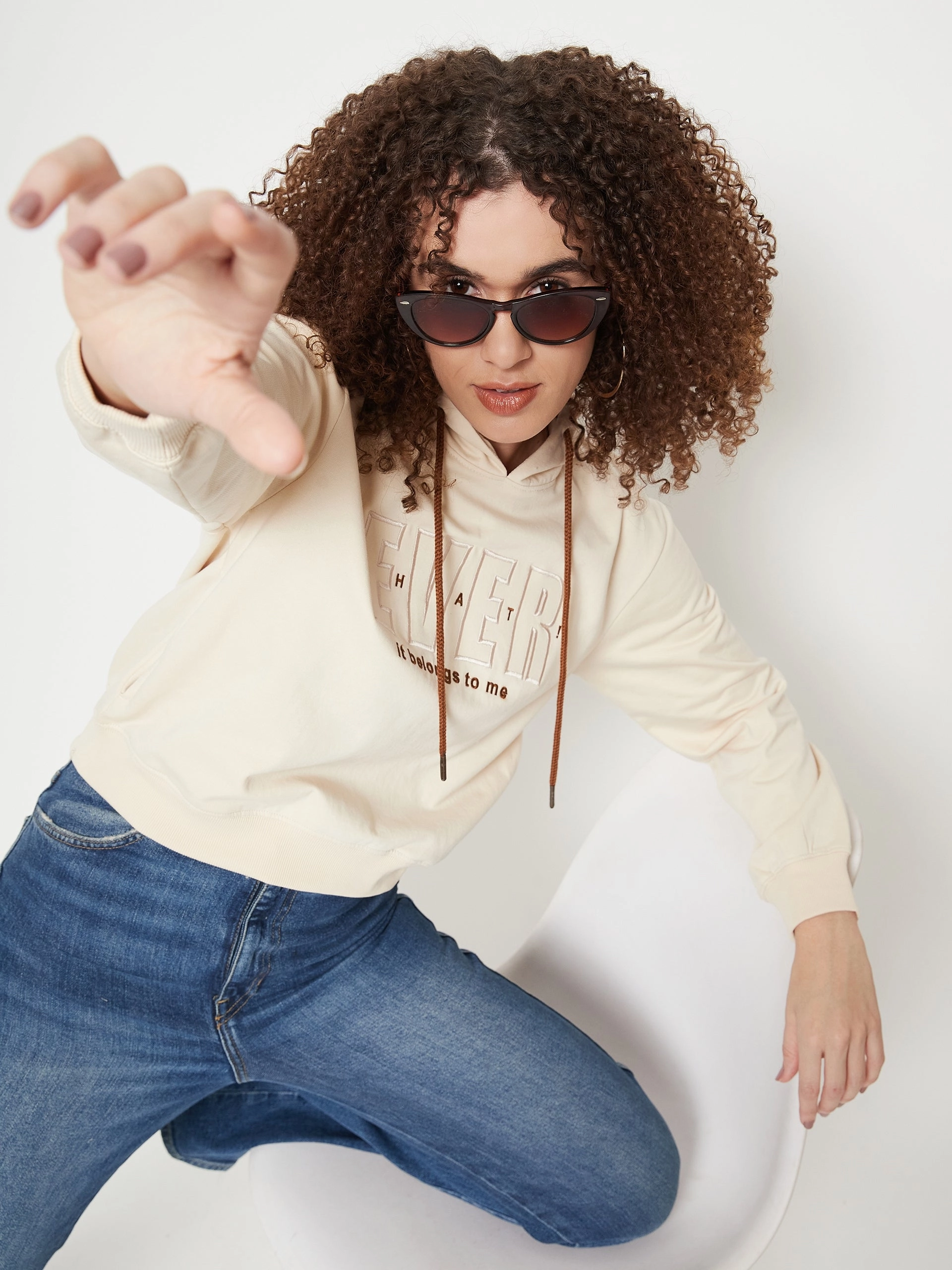 Tall Length Madame Solid Off White Sweat-Shirt