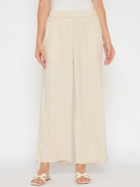 Breathable Performance Wear RegularFit Madame Straight Fit Solid Beige Rayon Blend Trousers