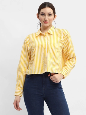 Sustainable Choice Thermoregulating Fabric Madame Striped Yellow Regular Shirt
