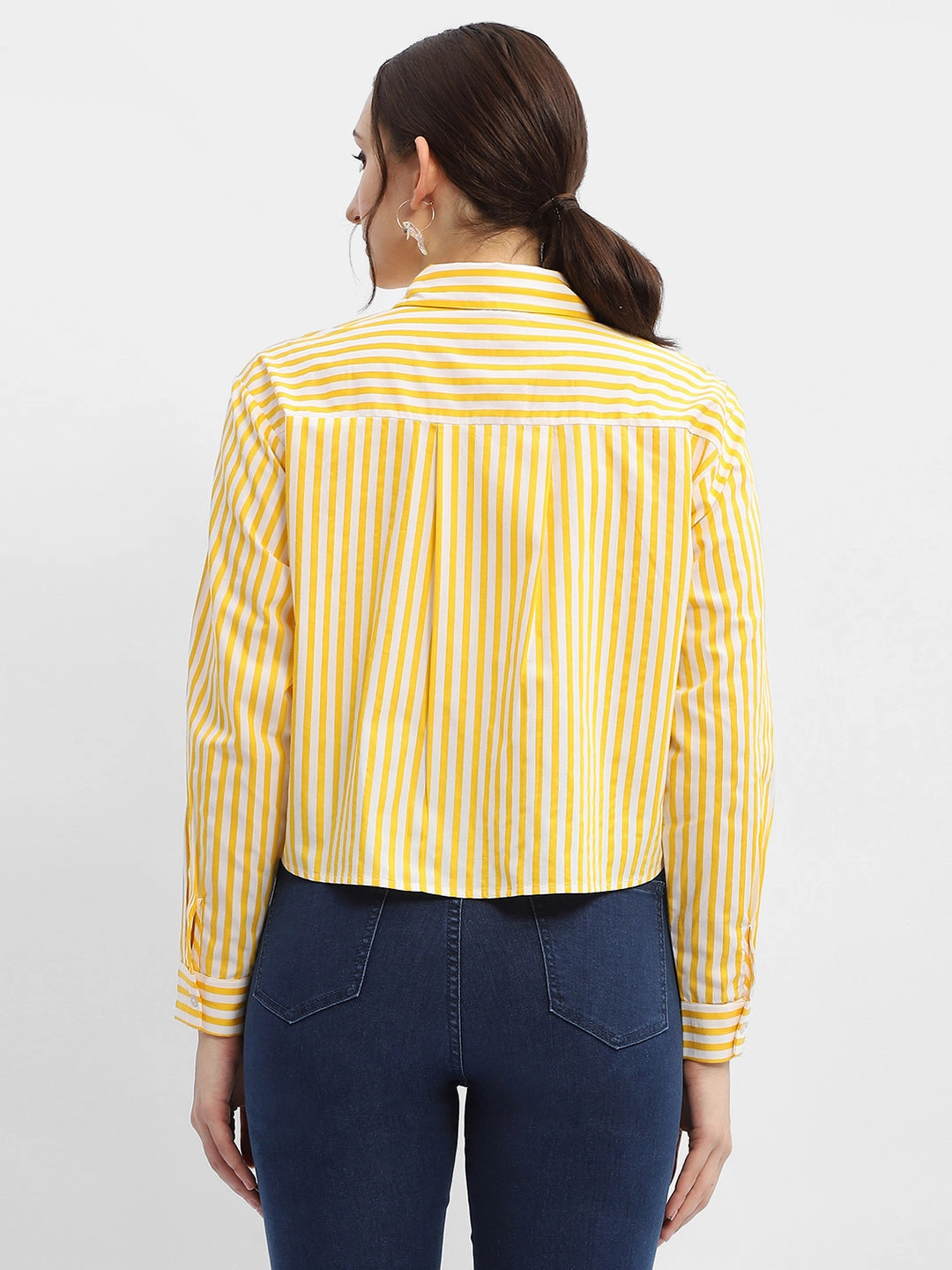 Madame Striped Yellow Regular Shirt Modern Fit