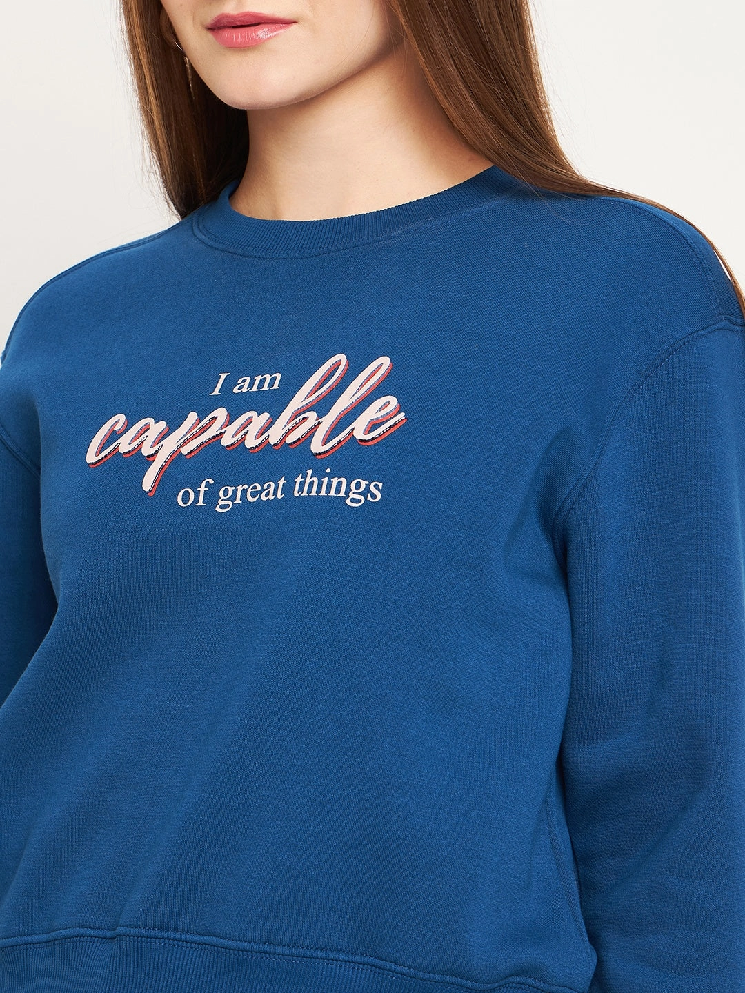 Madame Typographic Royal Blue Sweatshirt Basic Hoodie Thin