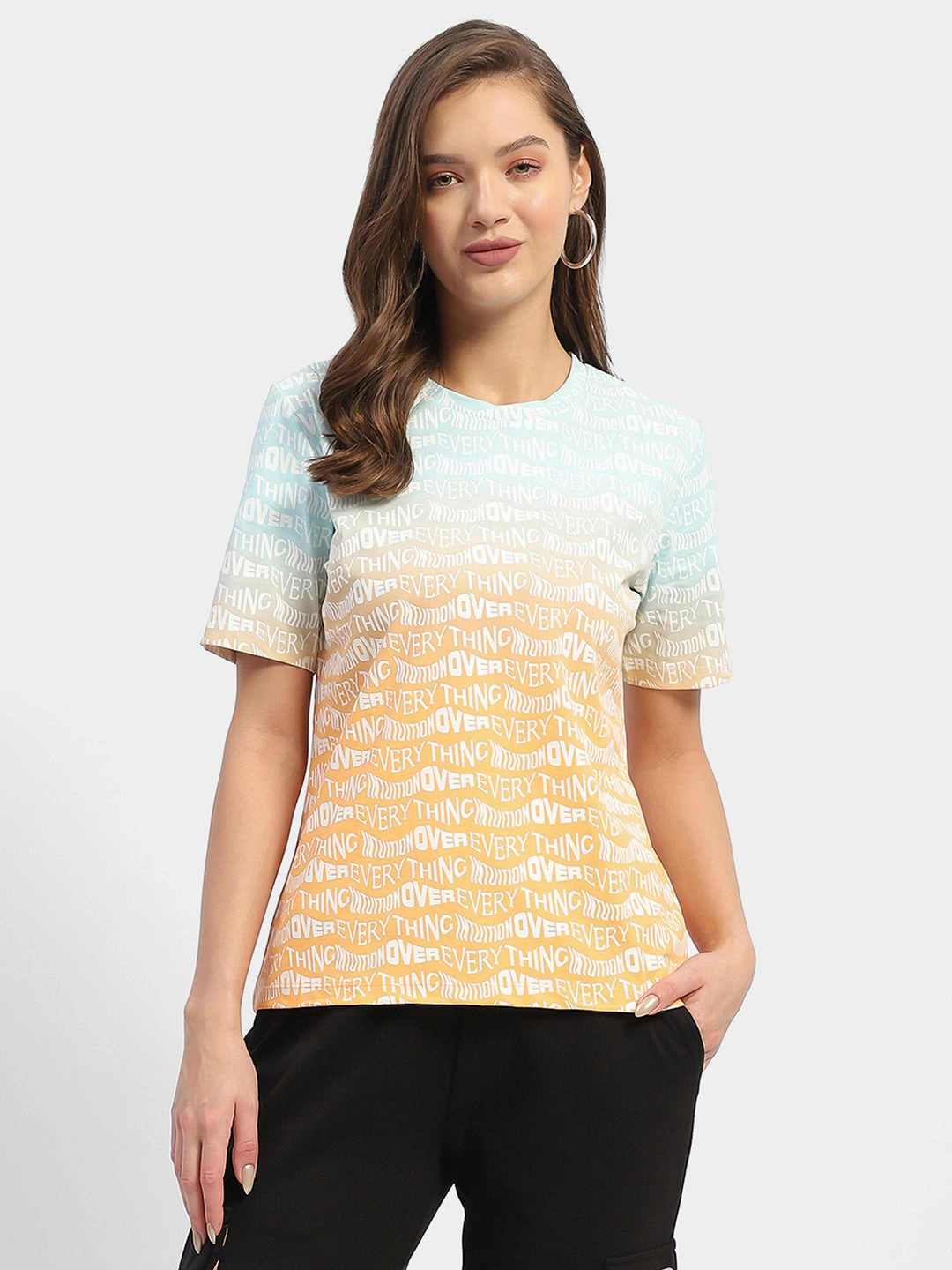 Madame Typography Orange Ombre Effect T-Shirt AbrasionResistant