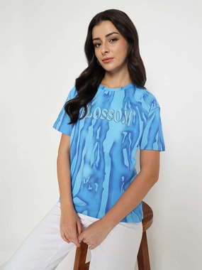 Madame Typography Print Half Sleeve Air Force Cotton T-shirt CollapsibleFrame ClassicCrewNeck