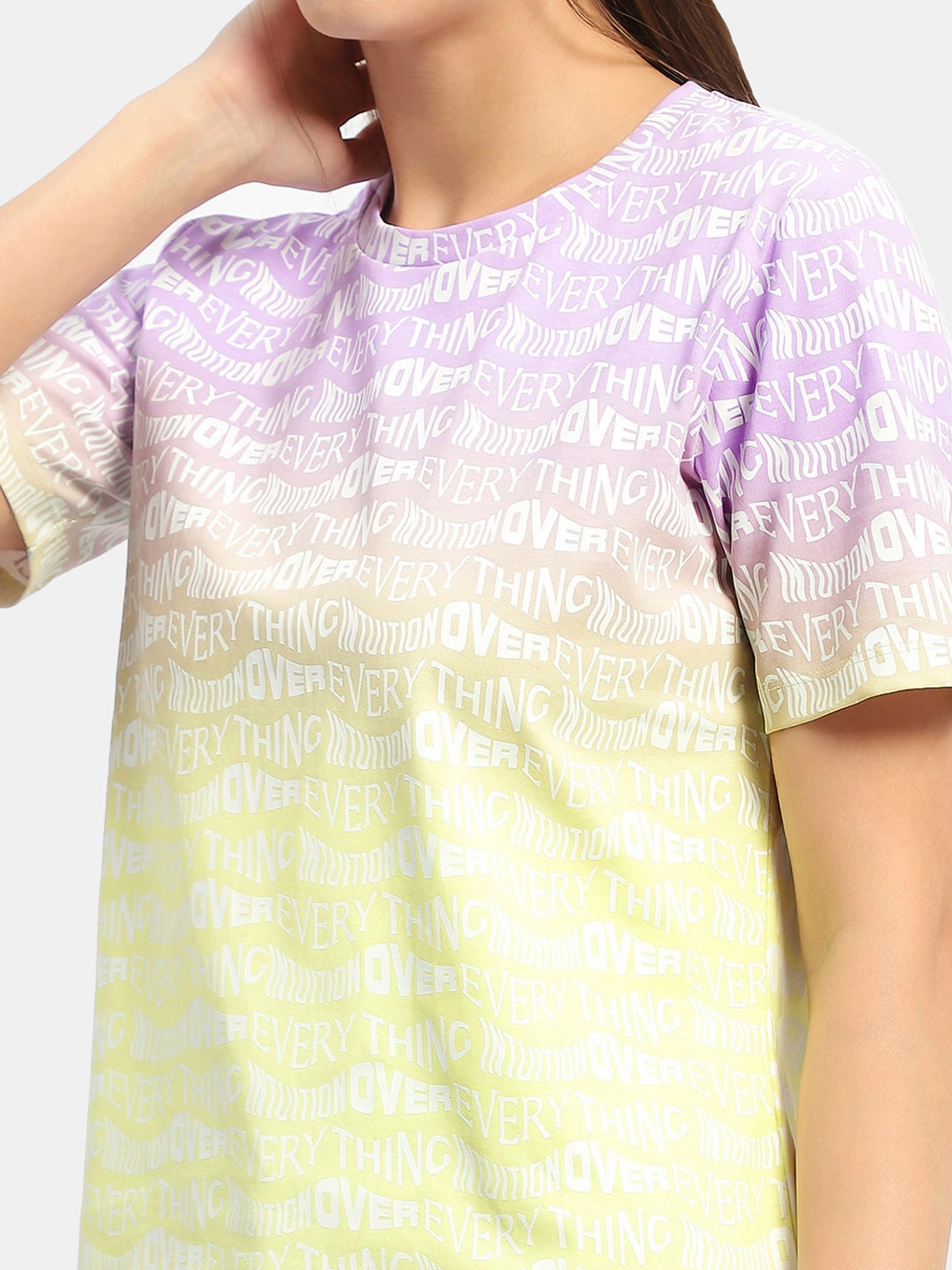 Madame Typography Purple Ombre Effect T-Shirt RollUpCuff