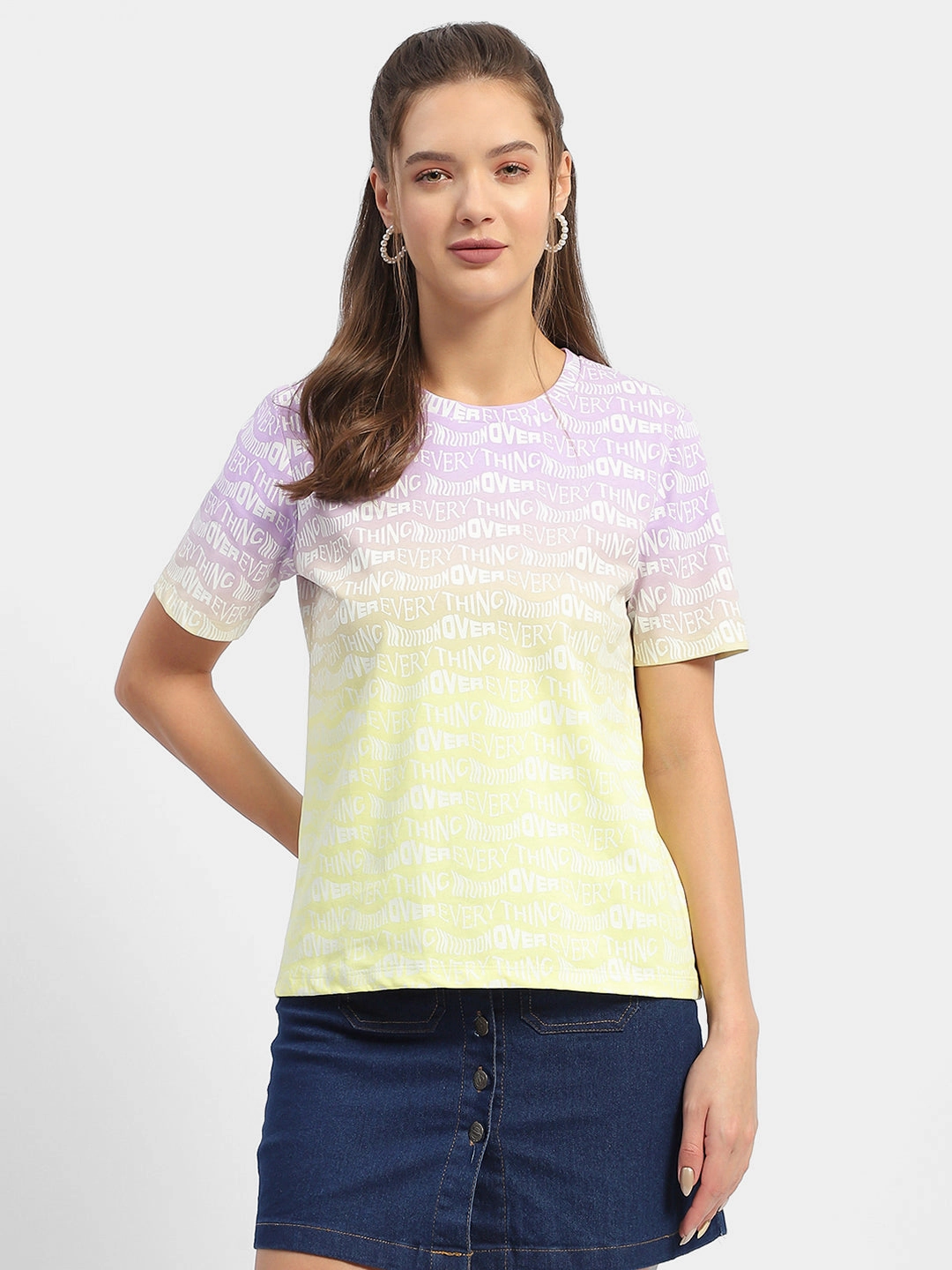 LightReflectiveTrim Snag Resistant Fabric Madame Typography Purple Ombre Effect T-Shirt