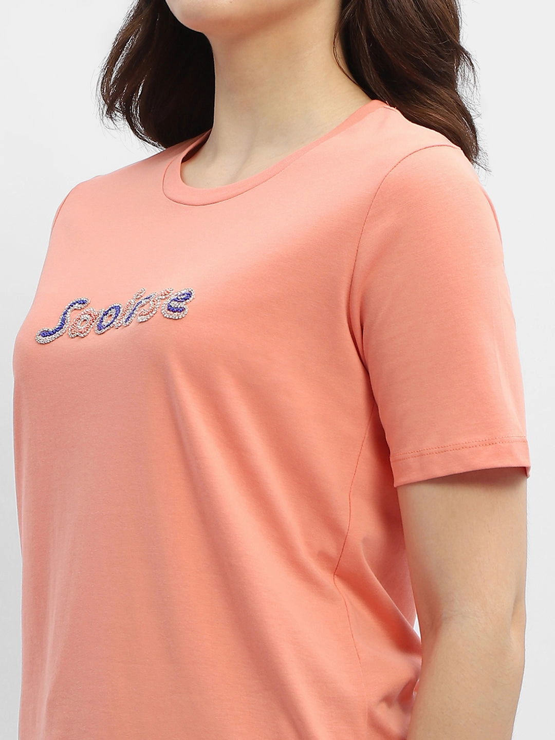 NonChafingEdges Madame Typography Salmon Cotton T-Shirt