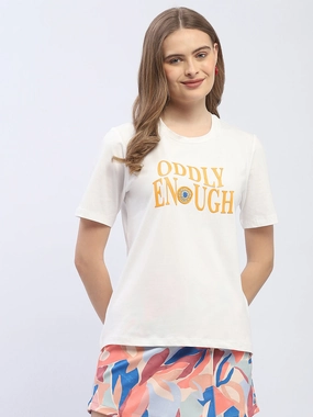 StretchFit Design Madame Typography White Regular T-Shirt