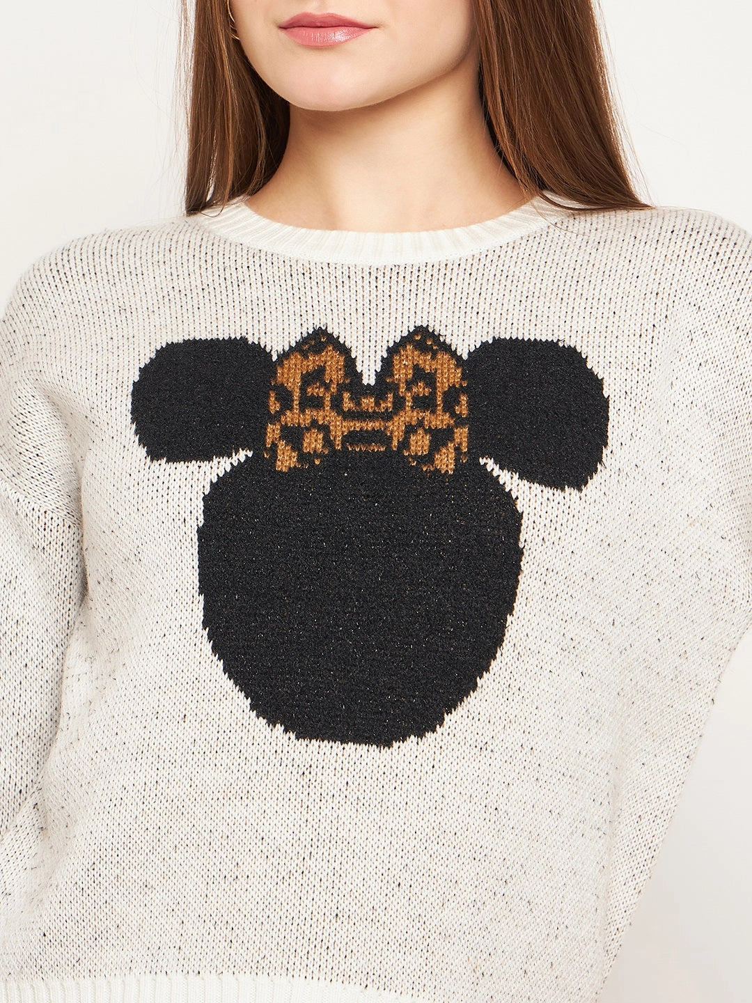 Madame Women Solid Off White Sweater All-Purpose Knit