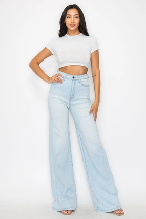 40680 High Rise Wide Leg Jeans Street Fashion Parent Style