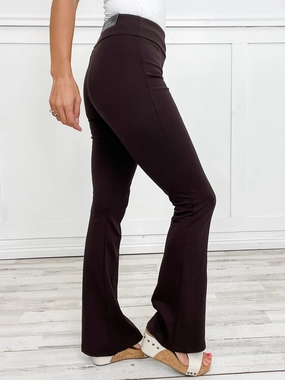 Relaxed Vibe Magic High Waisted Double Knit Pants in CHOCOLATE - Skinny or Kick Flare