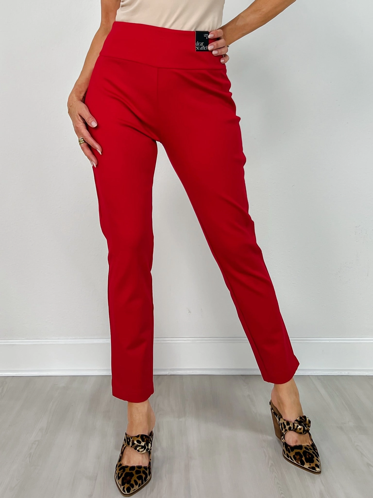 Magic High Waisted Double Knit Skinny Pants in Red Active Design Wear