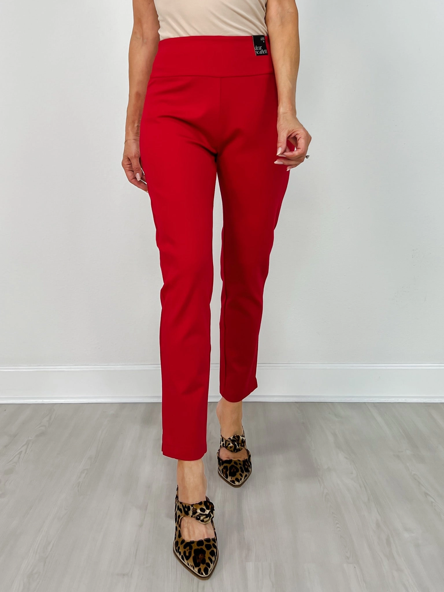 Magic High Waisted Double Knit Skinny Pants in Red WindproofLayer