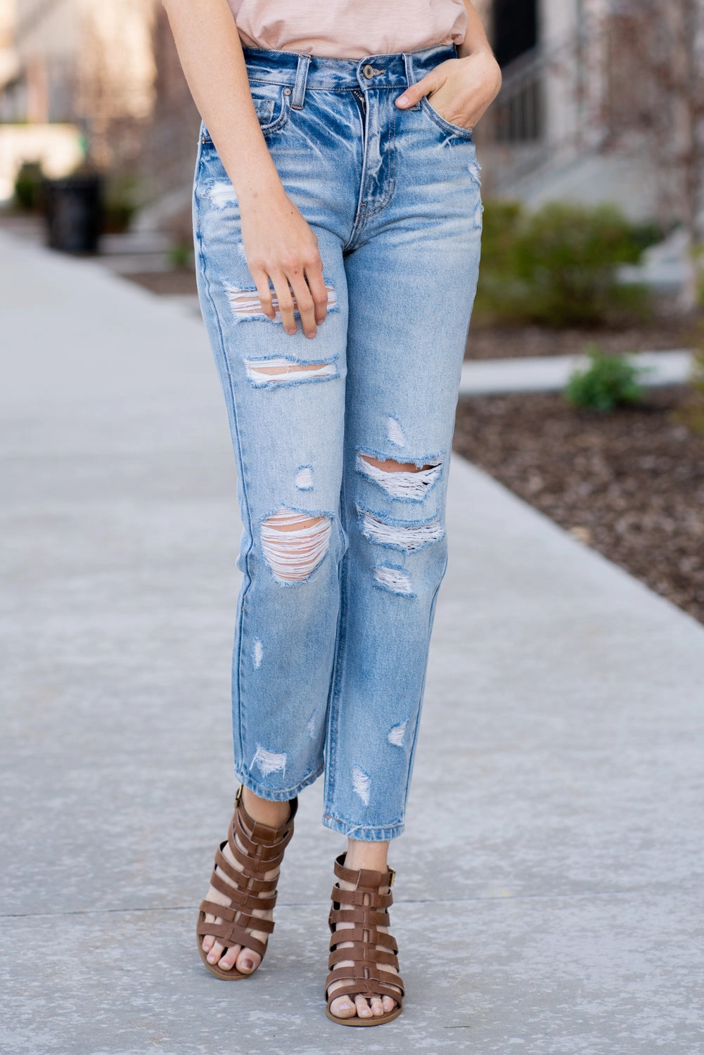 Maxwell High Rise Mom Straight Subtle Detail