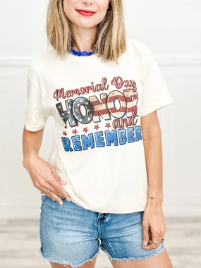 Light material Relaxed Silhouette Memorial Day Honor and Remember Graphic Tee