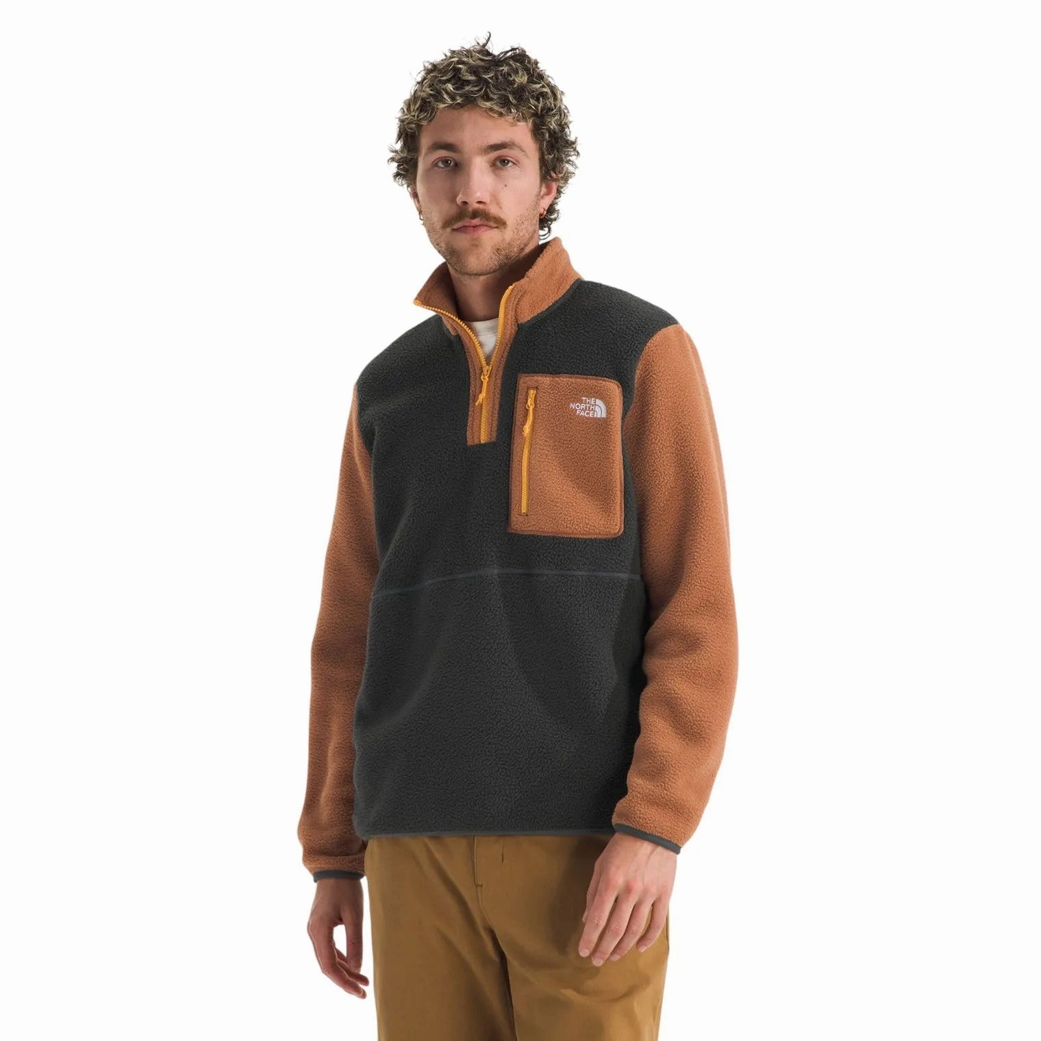 Men's Yumiori 1/4 Zip | Asphalt Grey/Burnt Umber/Summit Gold Lined Pockets