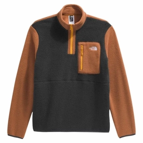 Men's Yumiori 1/4 Zip | Asphalt Grey/Burnt Umber/Summit Gold Sleek Layer Look Mid Length Cut