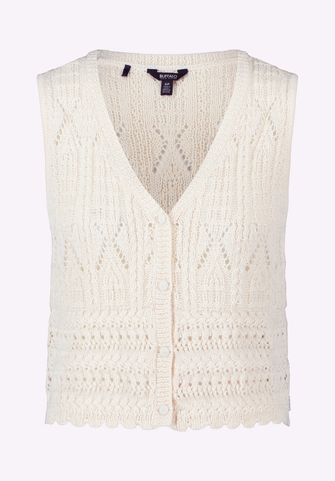 Snug & Stylish Merrybell Women's Pointelle Knit Vest with Button-Down Front, Egret - SW0114P