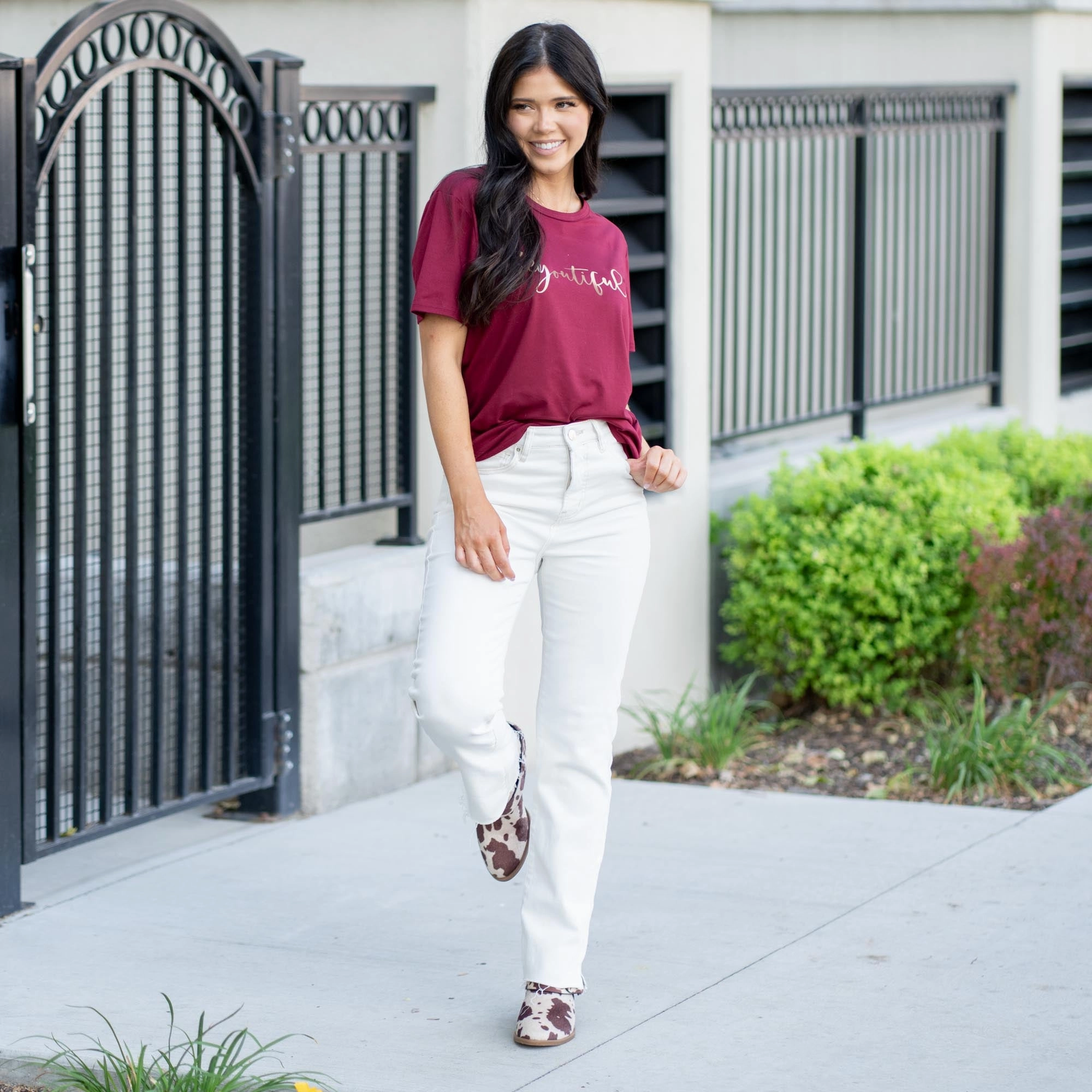 Spring in Step Tummy Control Top High Rise Raw Hem Straight Leg Regular & Plus Sizes Chic Silhouette Core Layer