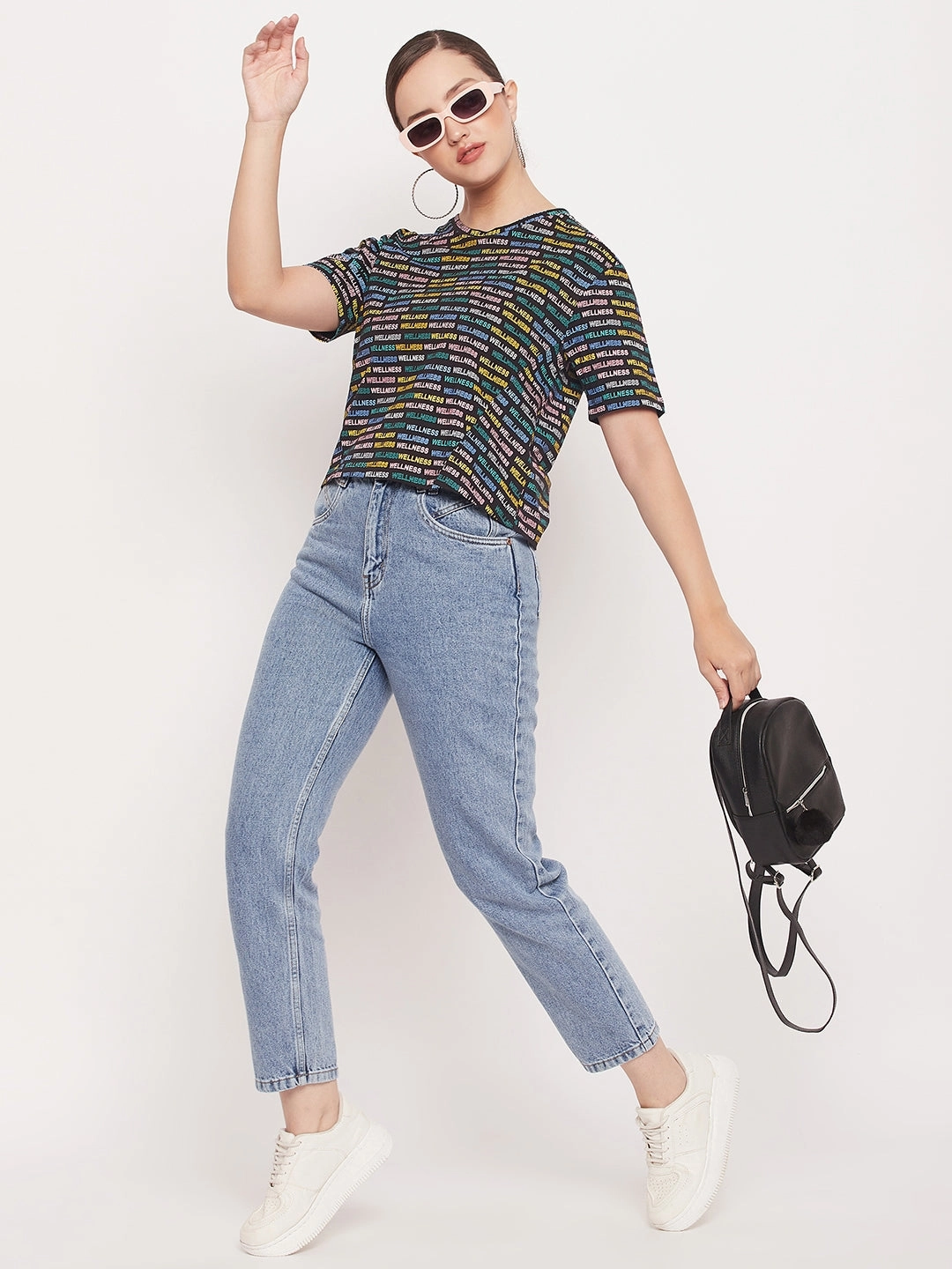 Madame Regular Fit Round Neck Printed T-shirt Garment Washed Finish