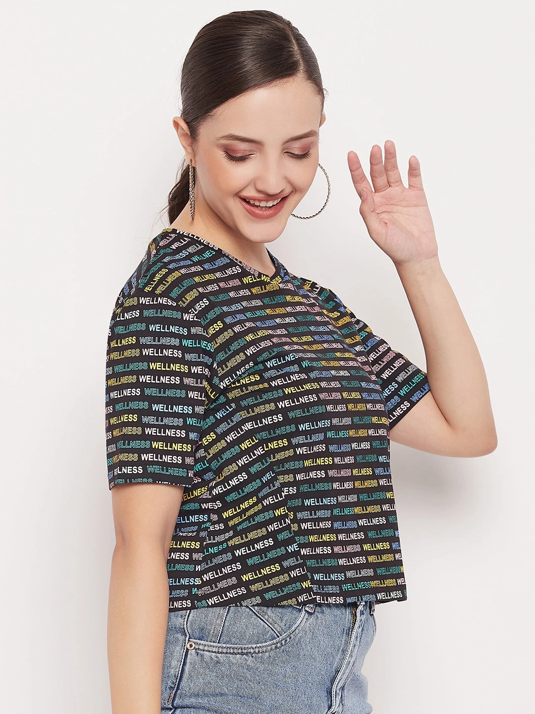 Office Attire Madame Regular Fit Round Neck Printed T-shirt