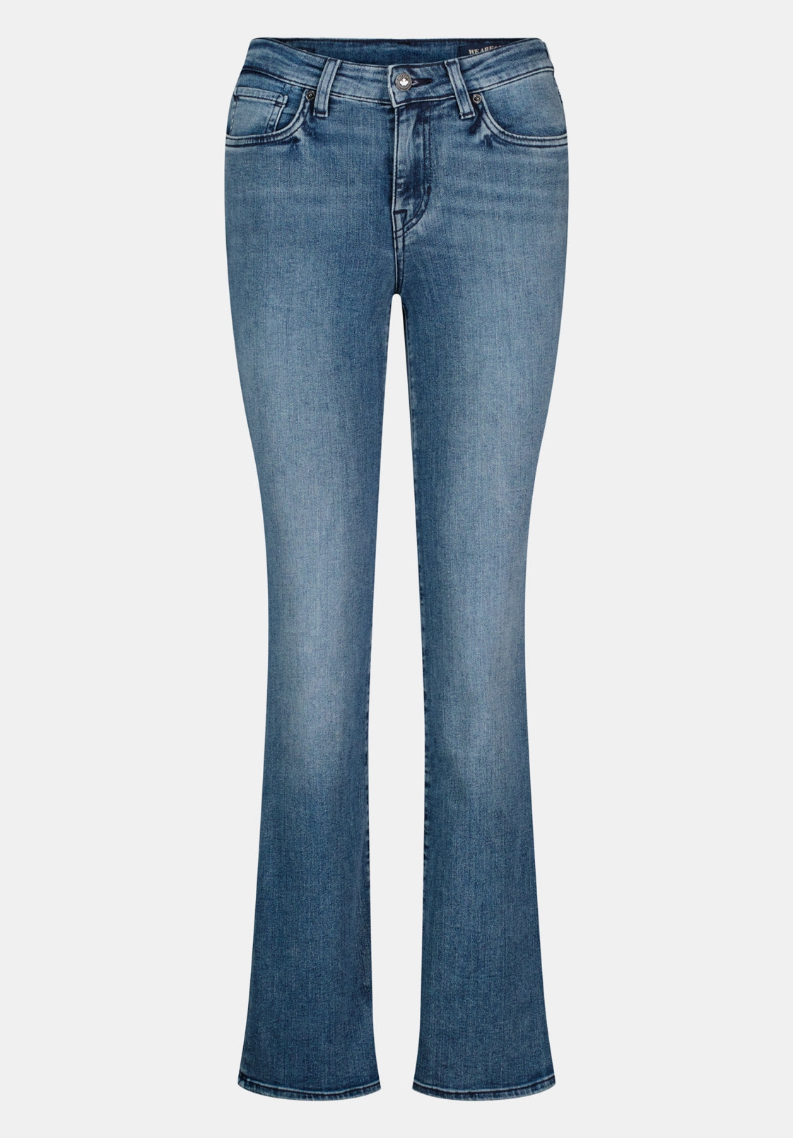 Mid Rise Bootcut Queen Women's Jeans in Whiskered and Sanded Blue - BL15831 Trendy High Quality