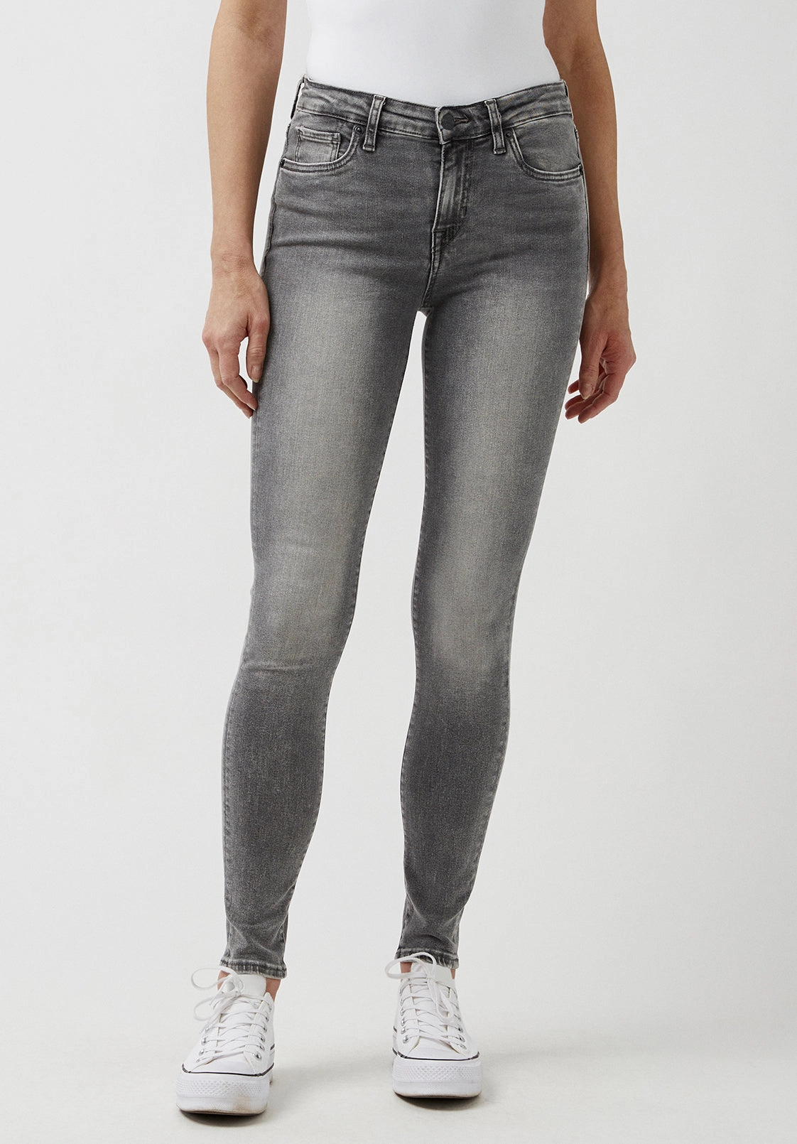 Quality Staple Mid Rise Skinny Alexa Women's Jeans in Light Carbon Grey - BL15671