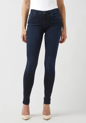 Mid Rise Skinny Alexa Women's Jeans in Rinsed Dark Blue Rinsed - BL15670 Sleek Waistband