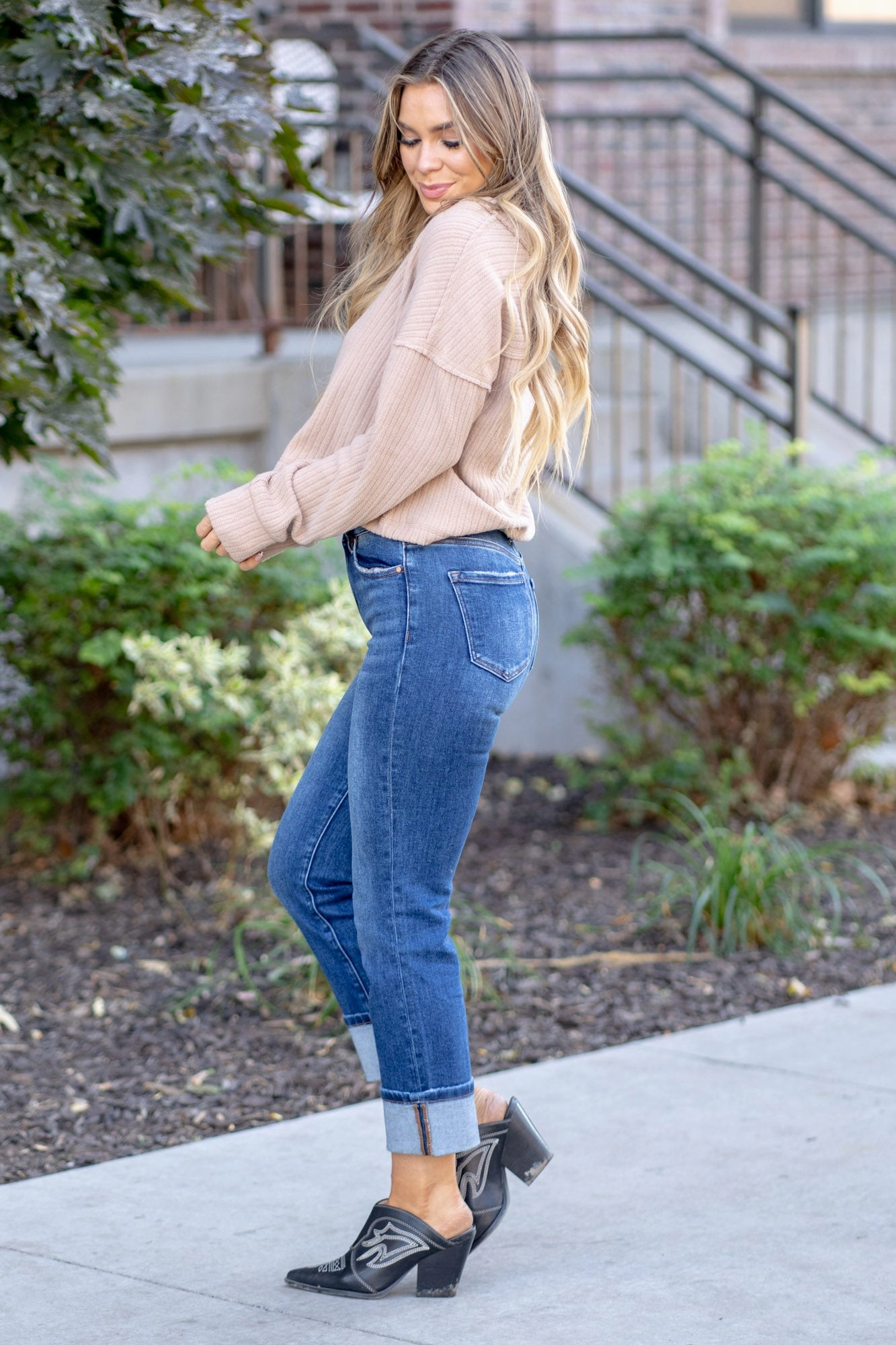 Sun Is Out High Rise Cuffed Straight Leg Regular & Plus Sizes Active Lifestyle Stretch Recovery