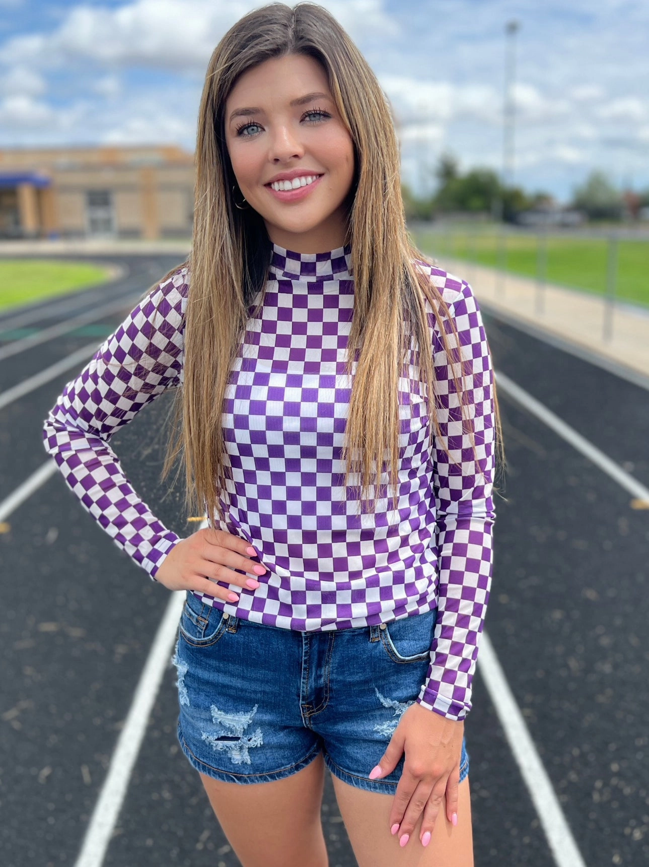 Sterling Kreek Pep Rally Purple Mesh Top CompressionFit