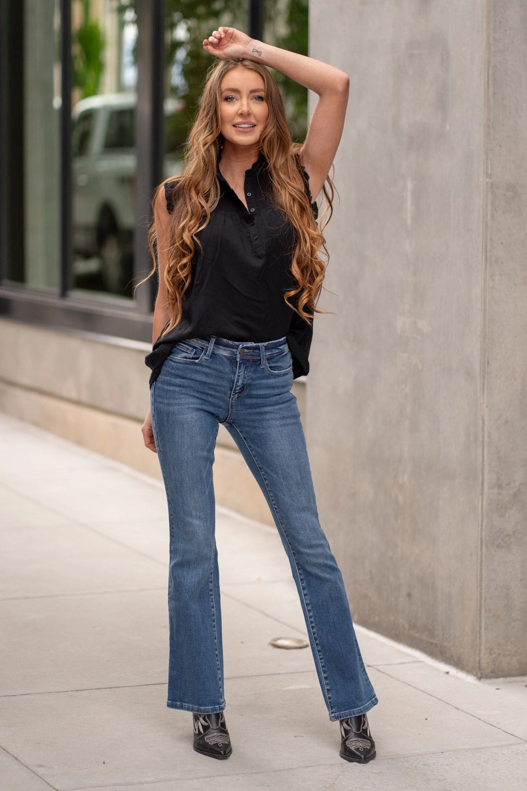 Amethyst Mid Rise Boot Cut Regular & Plus Sizes Premium Cotton Blend