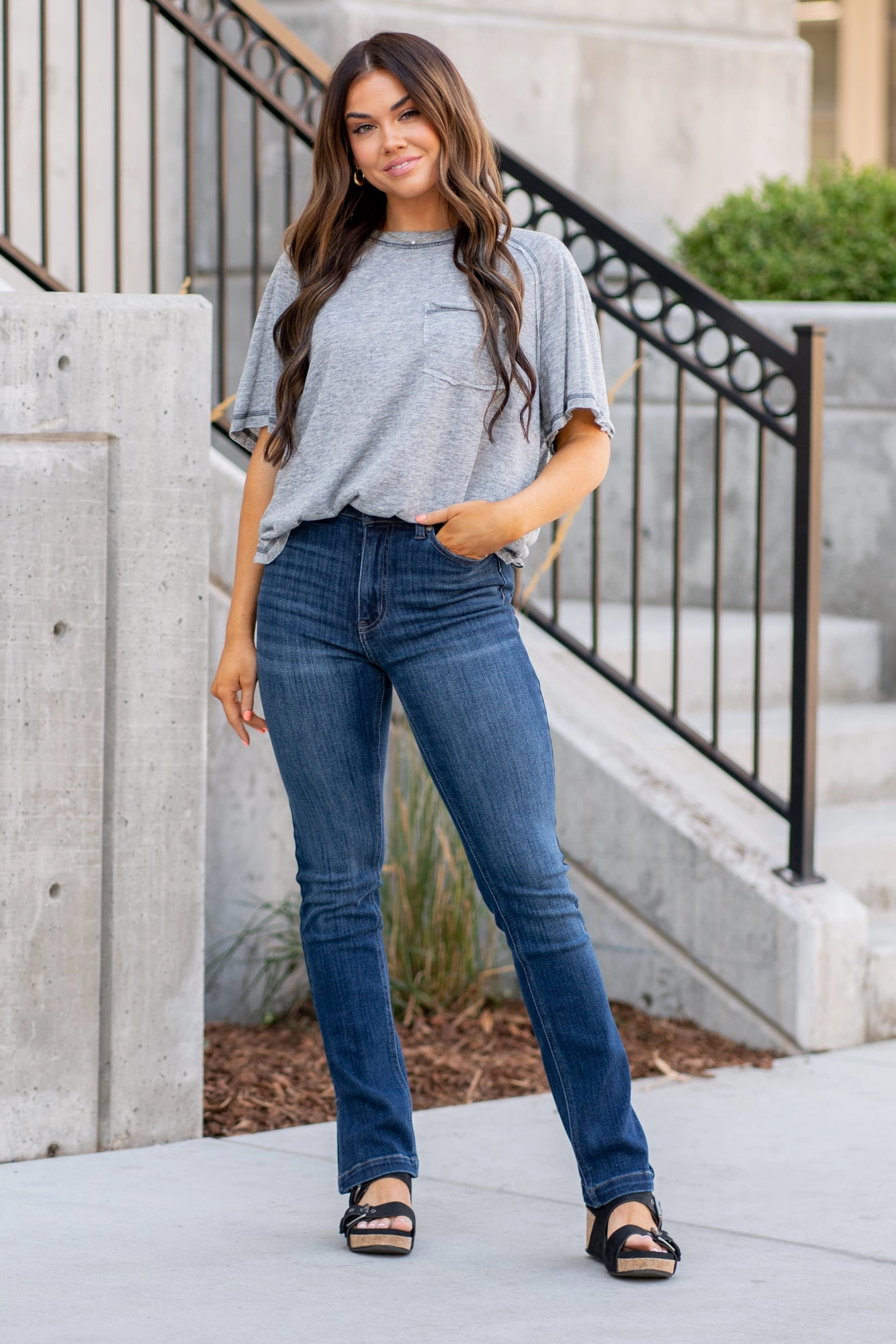 Madalynn High Rise Boot Cut Chill Comfort Light Fabric