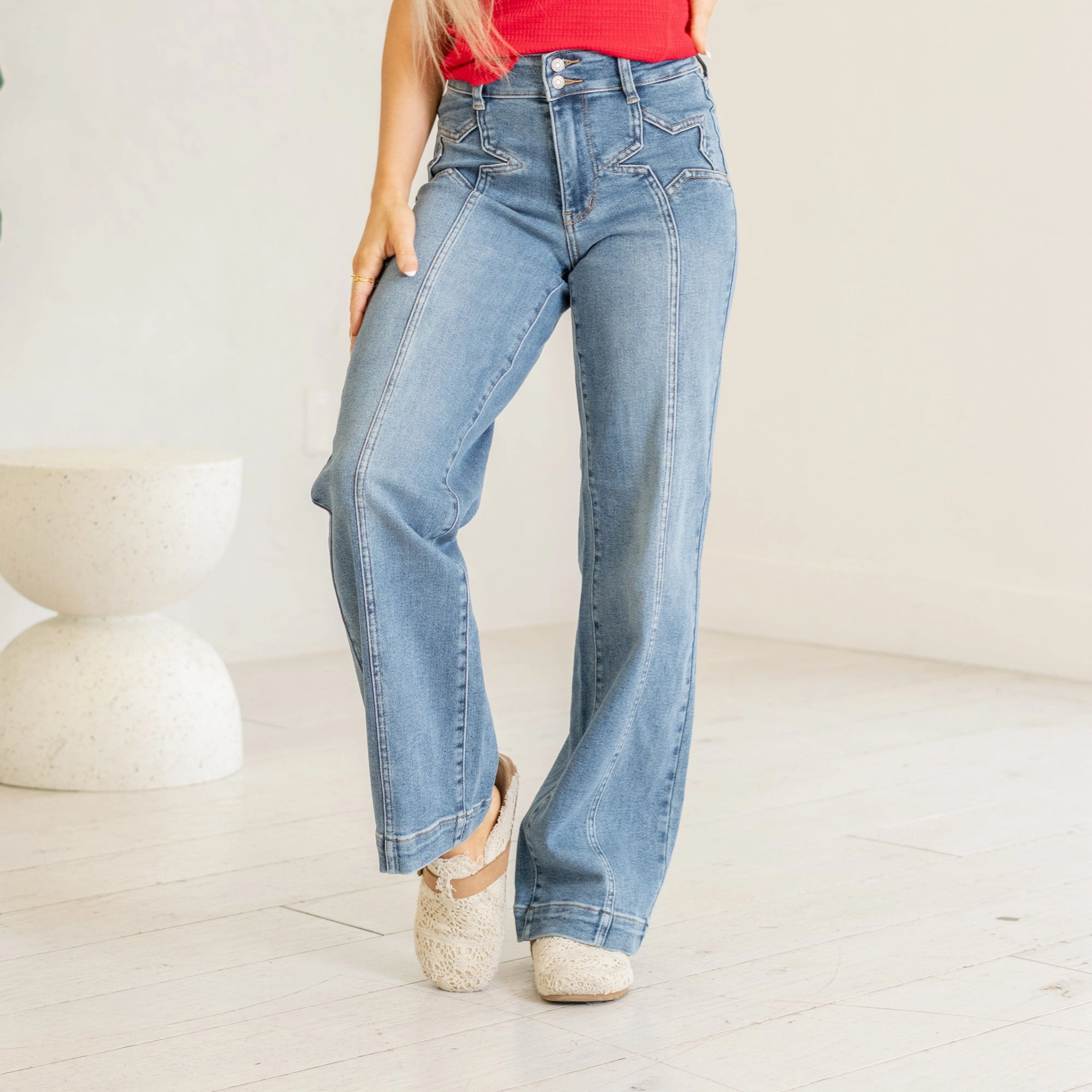 Odor Control Tech Stars Align High Rise Front Seam Wide Leg Regular & Plus Sizes