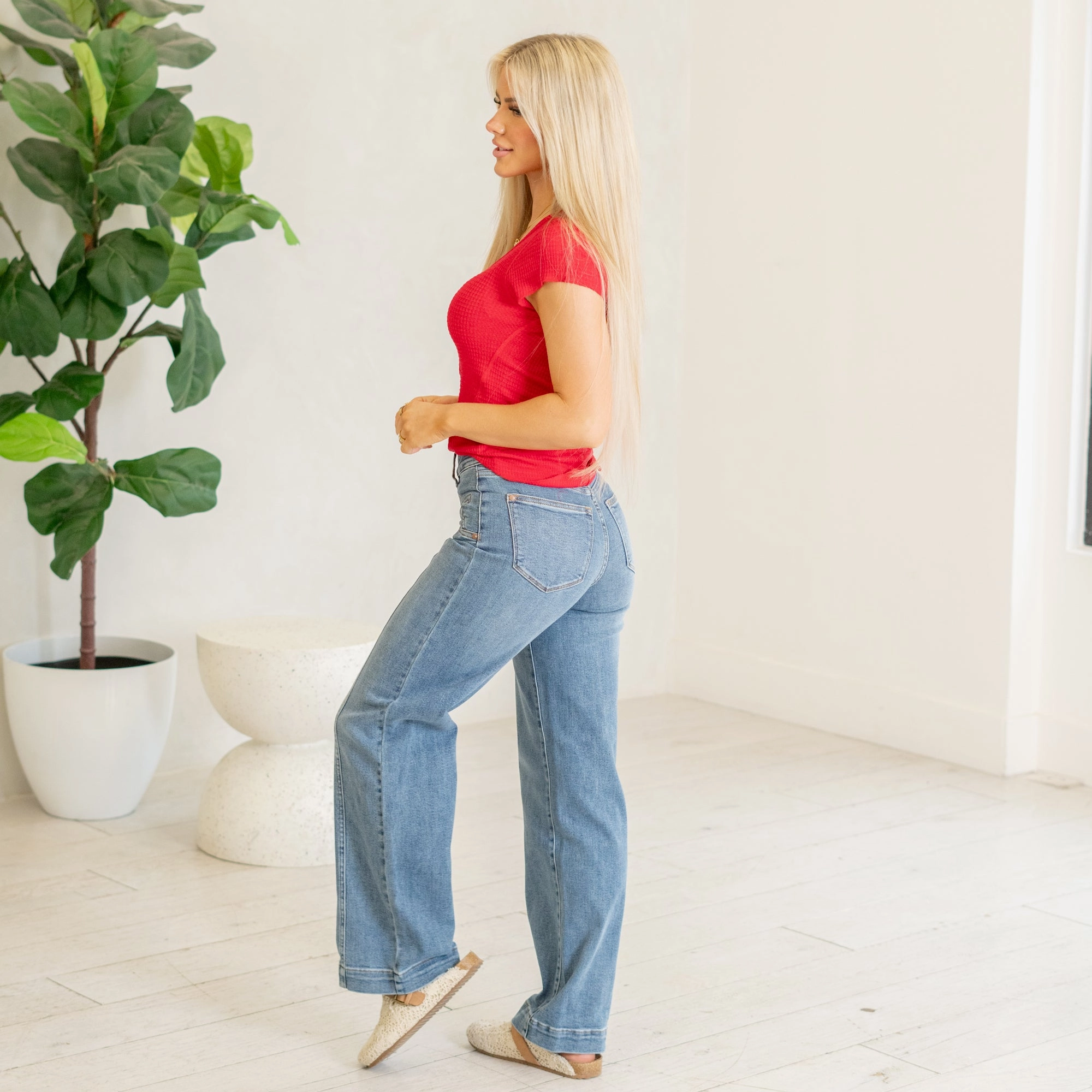 Simple Choice Stars Align High Rise Front Seam Wide Leg Regular & Plus Sizes