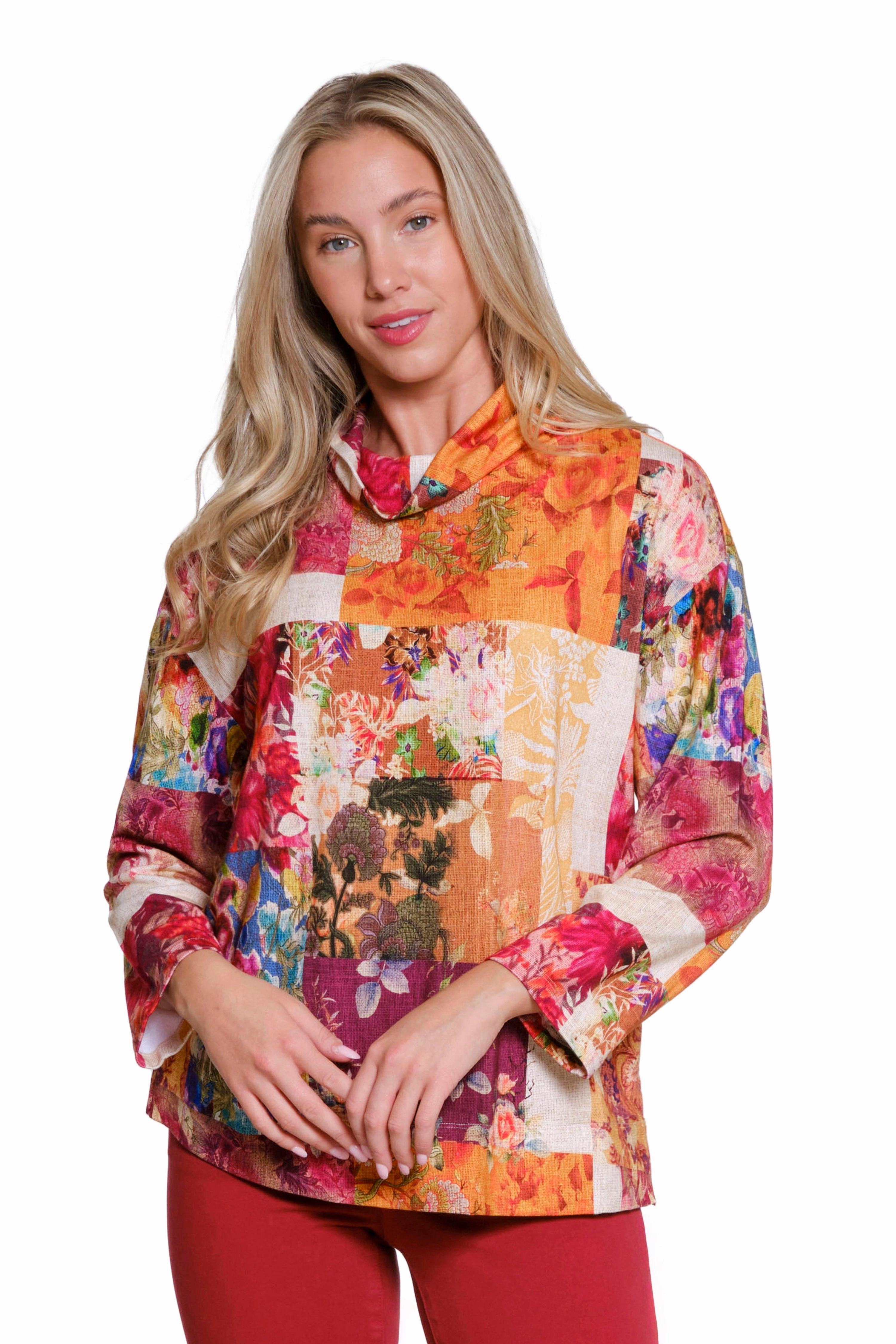 Odor Control Technology Mock Neck Knit Top - Multi