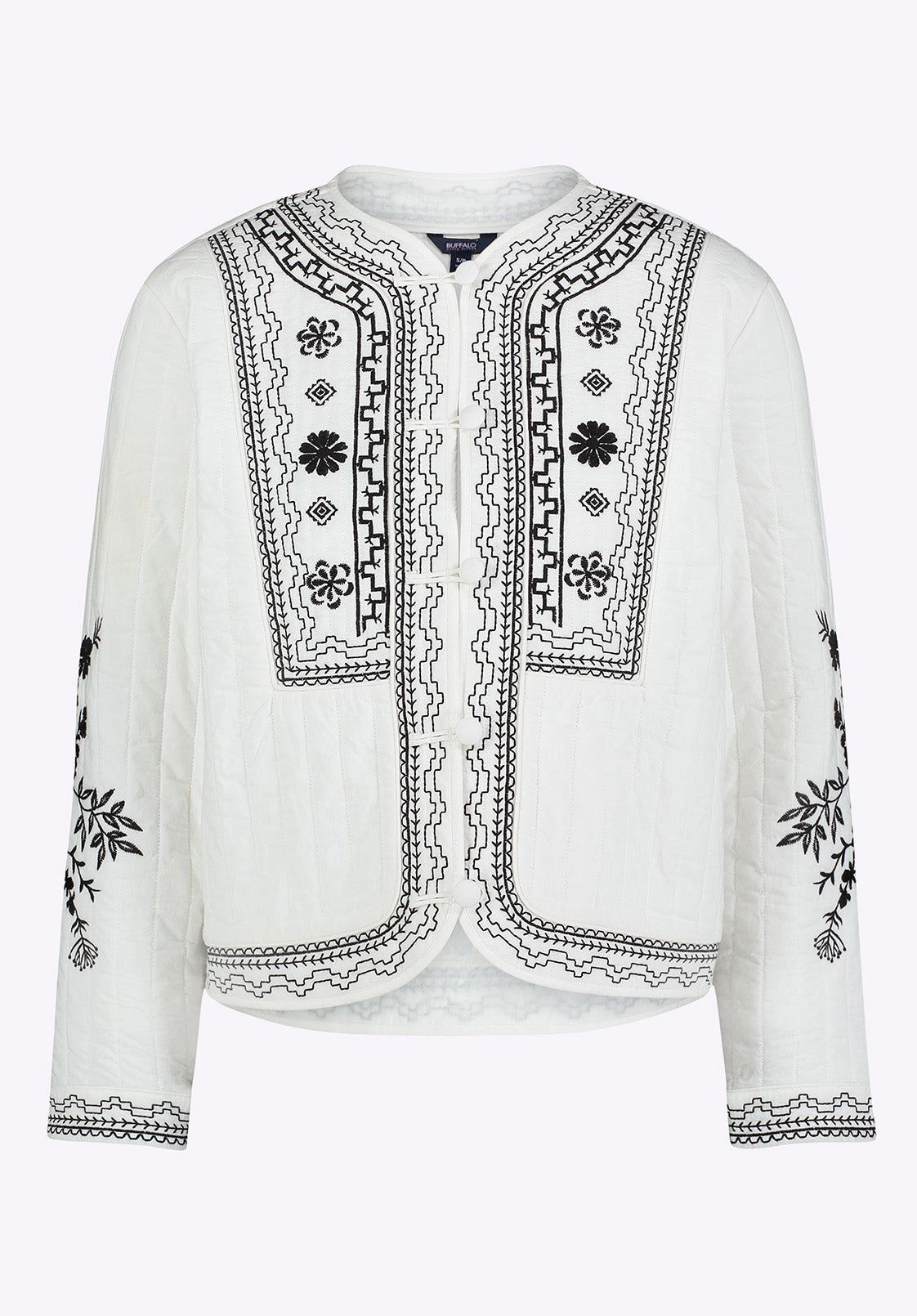 ThermalInsulation Ashleigh Women's Quilted Embroidered Button-Up Jacket, Egret - JK0048P