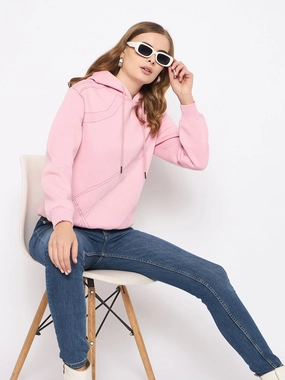Casual Comfort Madame Cotton Blend Printed And Handwork Detailed Light Pink Sweatshirt