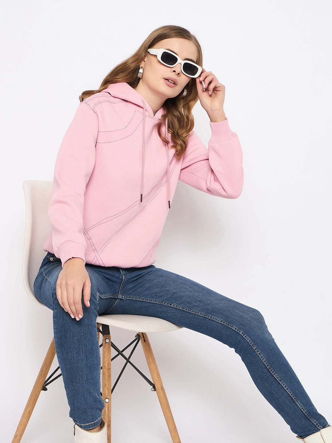Casual Comfort Madame Cotton Blend Printed And Handwork Detailed Light Pink Sweatshirt